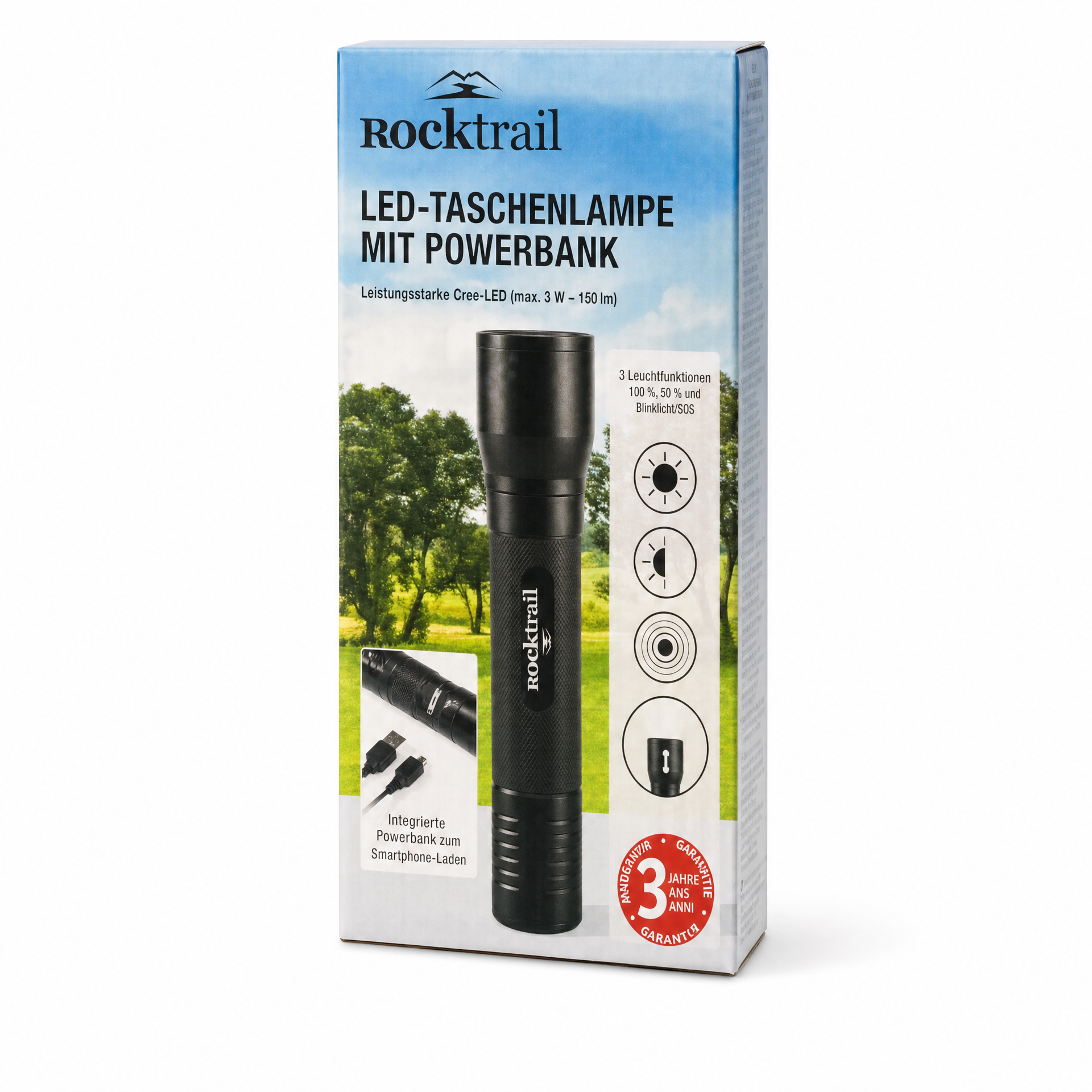 Rocktrail Linterna LED con Powerbank Integrado