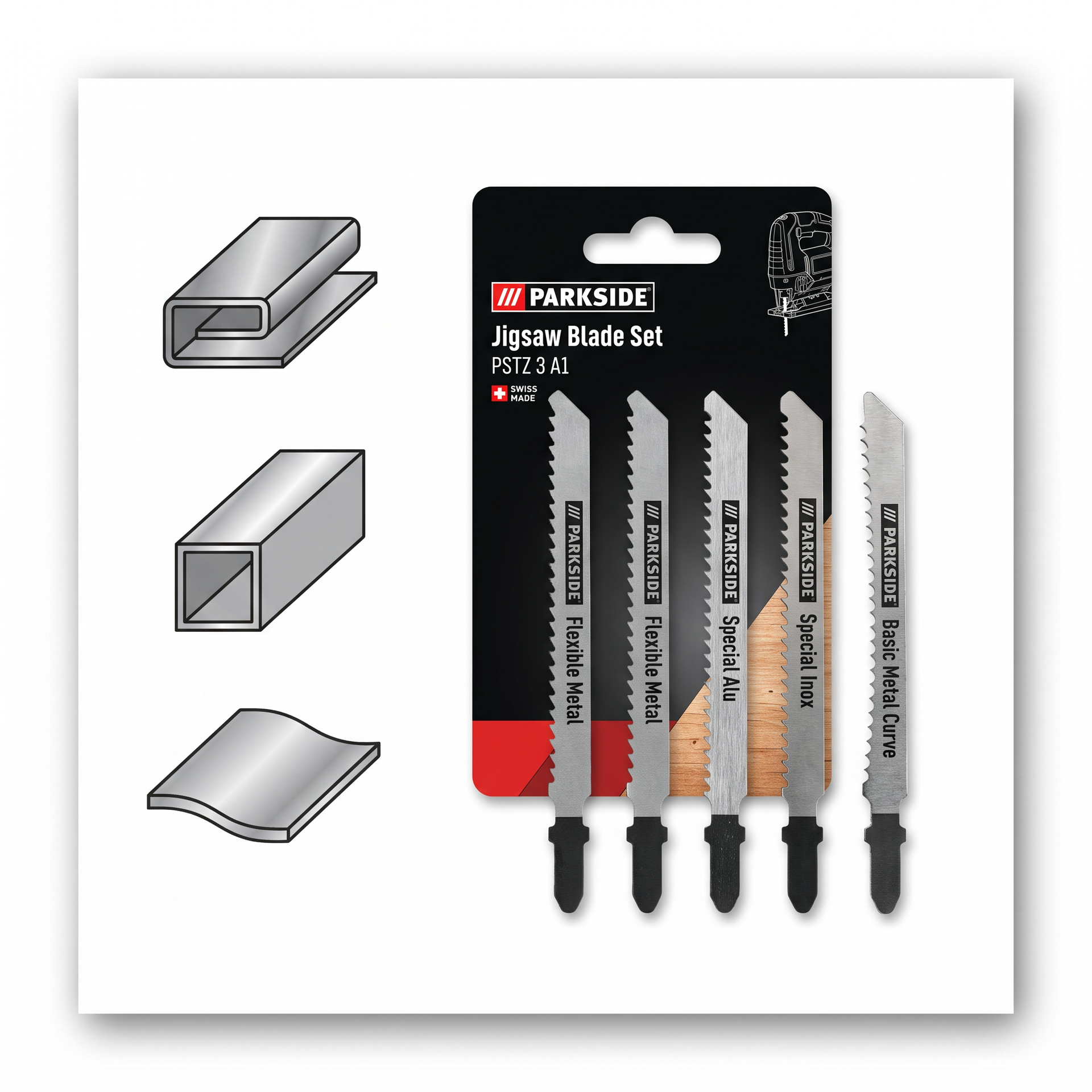 Parkside Set 5 Hojas Sierra Calar PSTZ 3 A1 para Metal