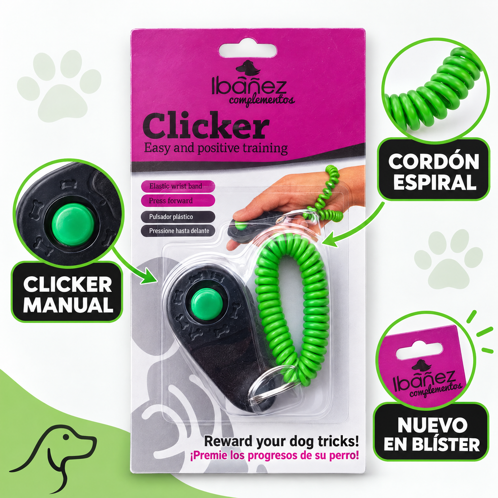 Clicker de Adiestramiento Canino Ibañez con Cordón Espiral