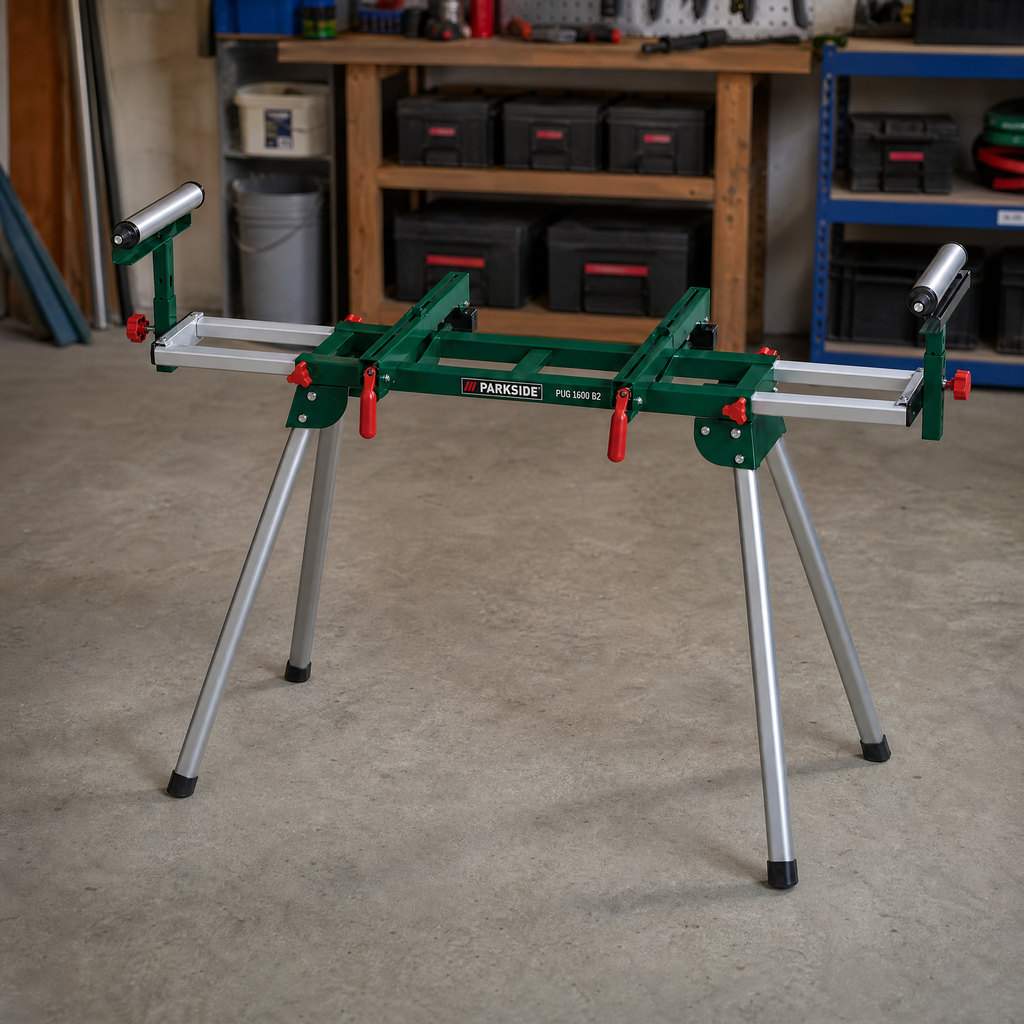 PARKSIDE Soporte universal para máquinas con patas plegables y rieles extensibles