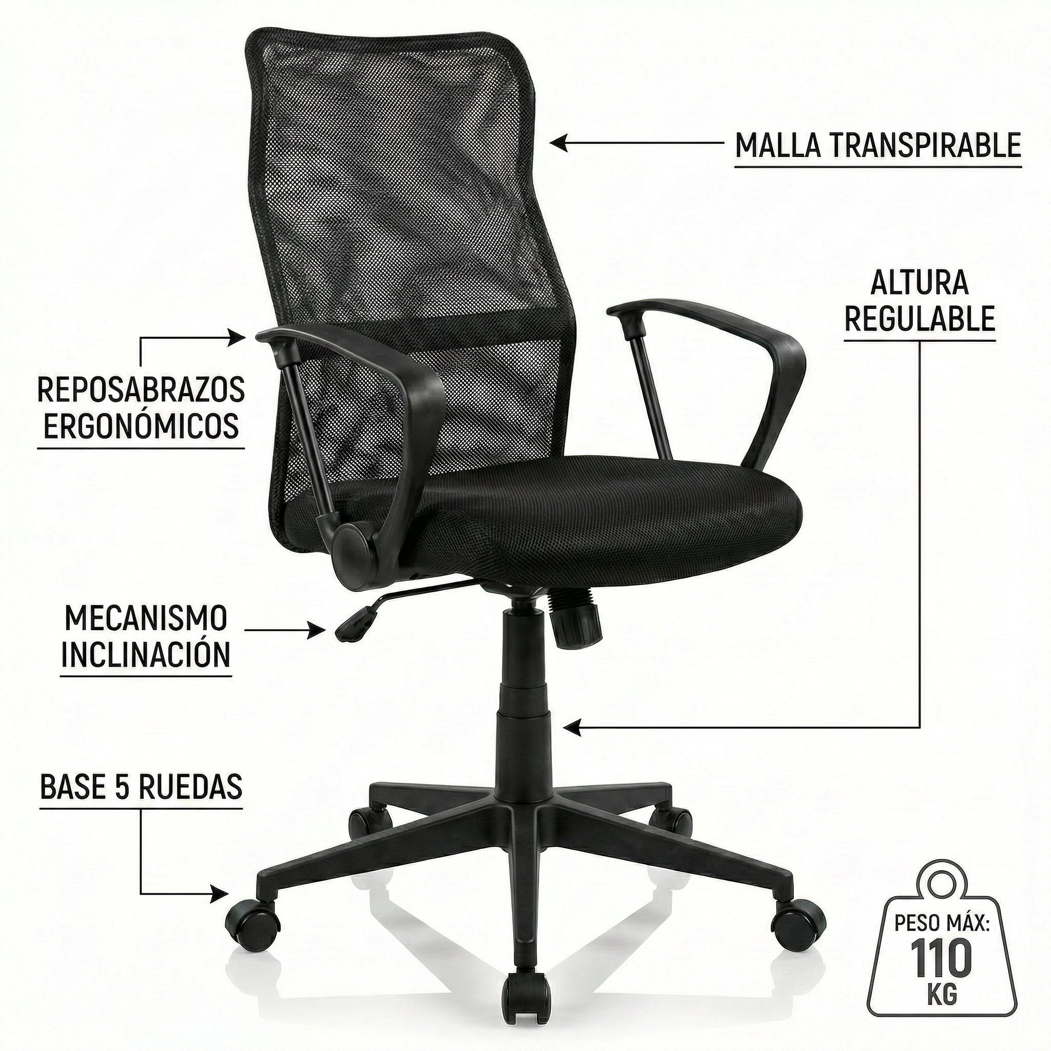 Silla de Escritorio Livarno Home Malla Transpirable