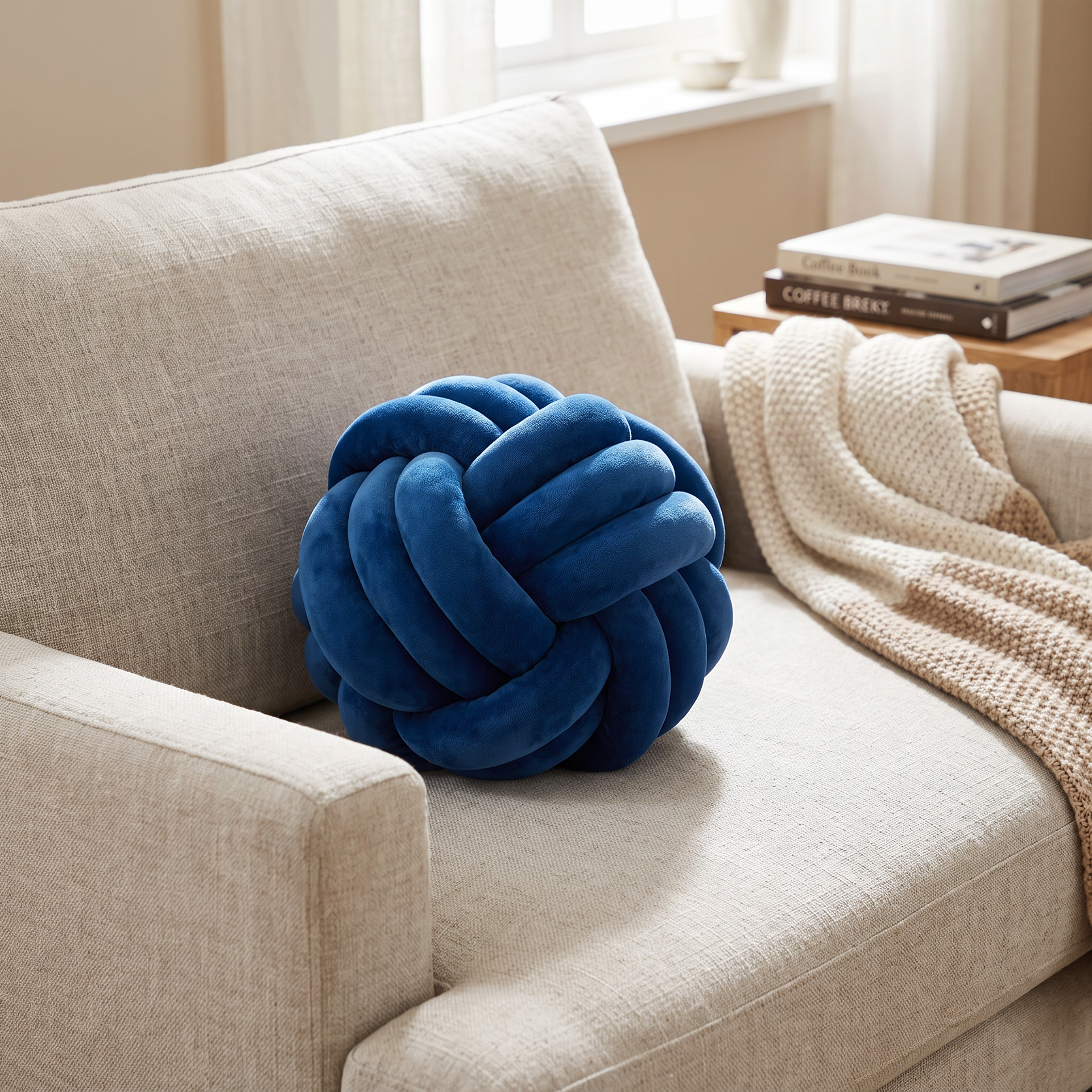Cojín Decorativo Anudado Azul — Sin Caja