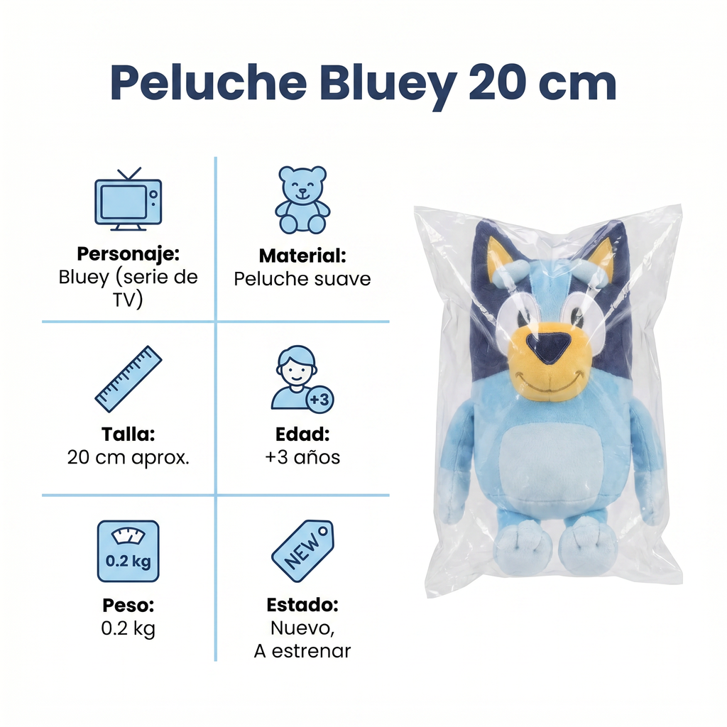 Peluche Bluey 20 cm — El Personaje Favorito de los Peques