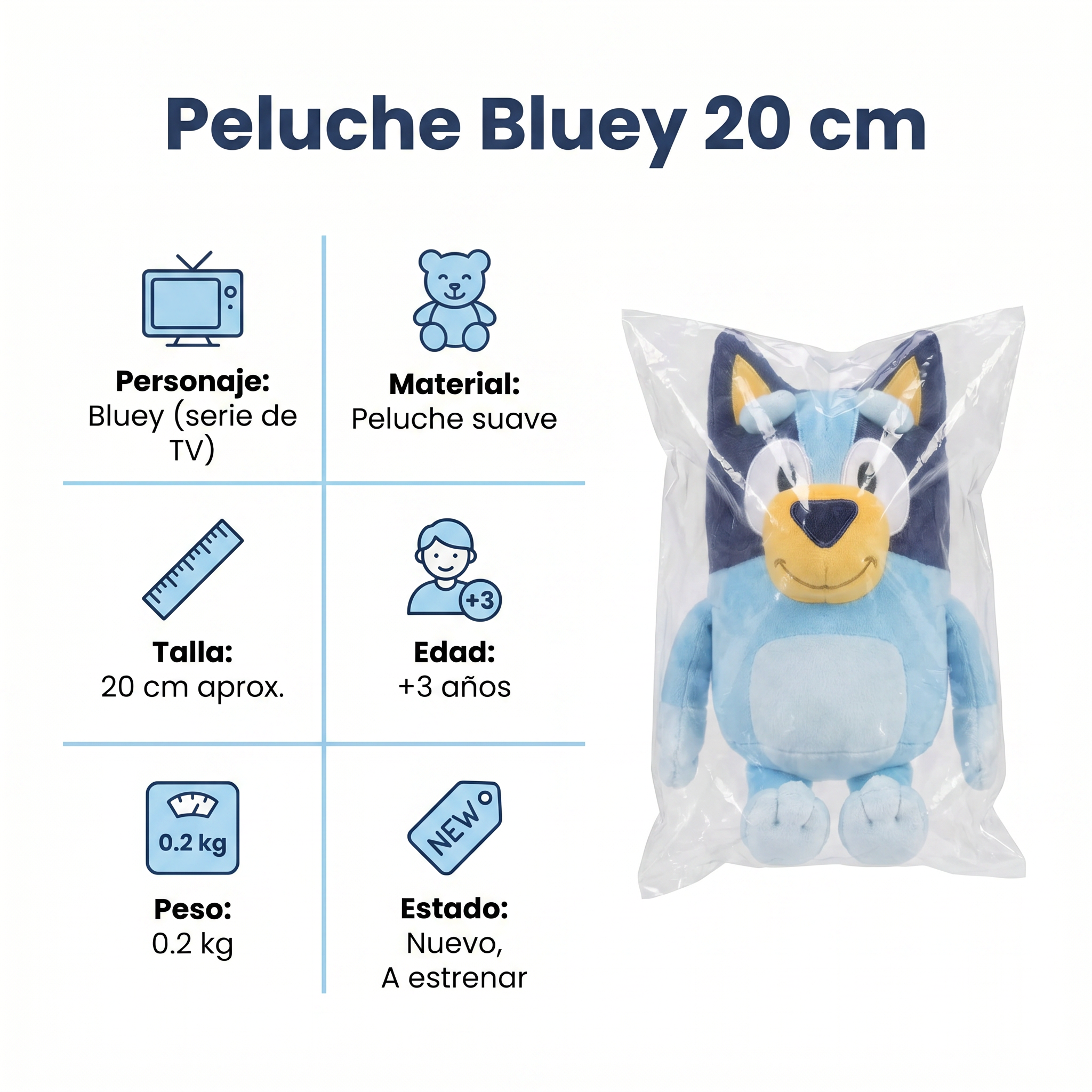 Peluche Bluey 20 cm — El Personaje Favorito de los Peques