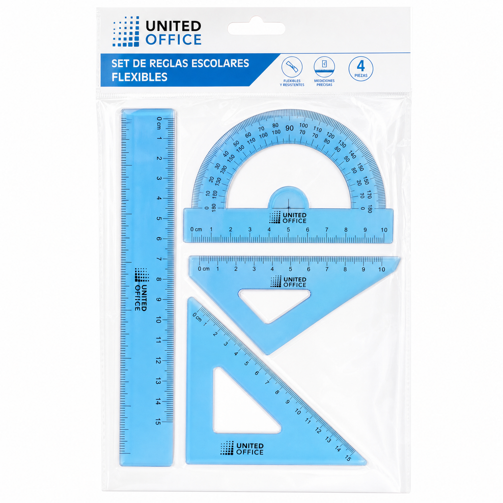 United Office Set Reglas Escolares Azul