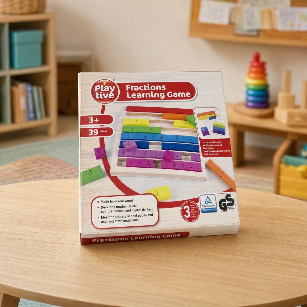 Playtive Juego de fracciones madera real 39 piezas 3+ años