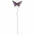 Mariposa decorativa para jardín con estaca metálica y alas moradas