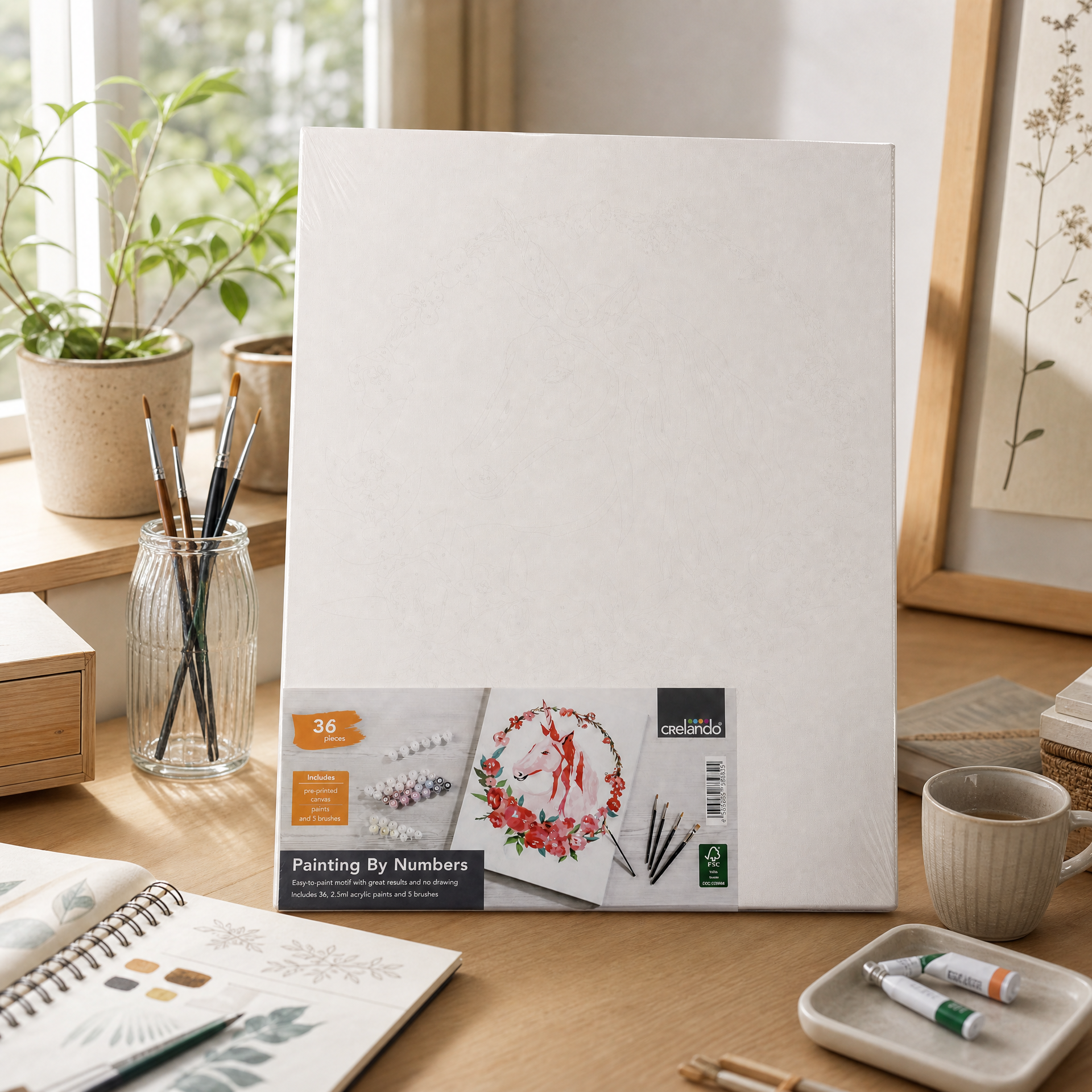 Crelando Lienzo para pintar por números motivo circular rojo