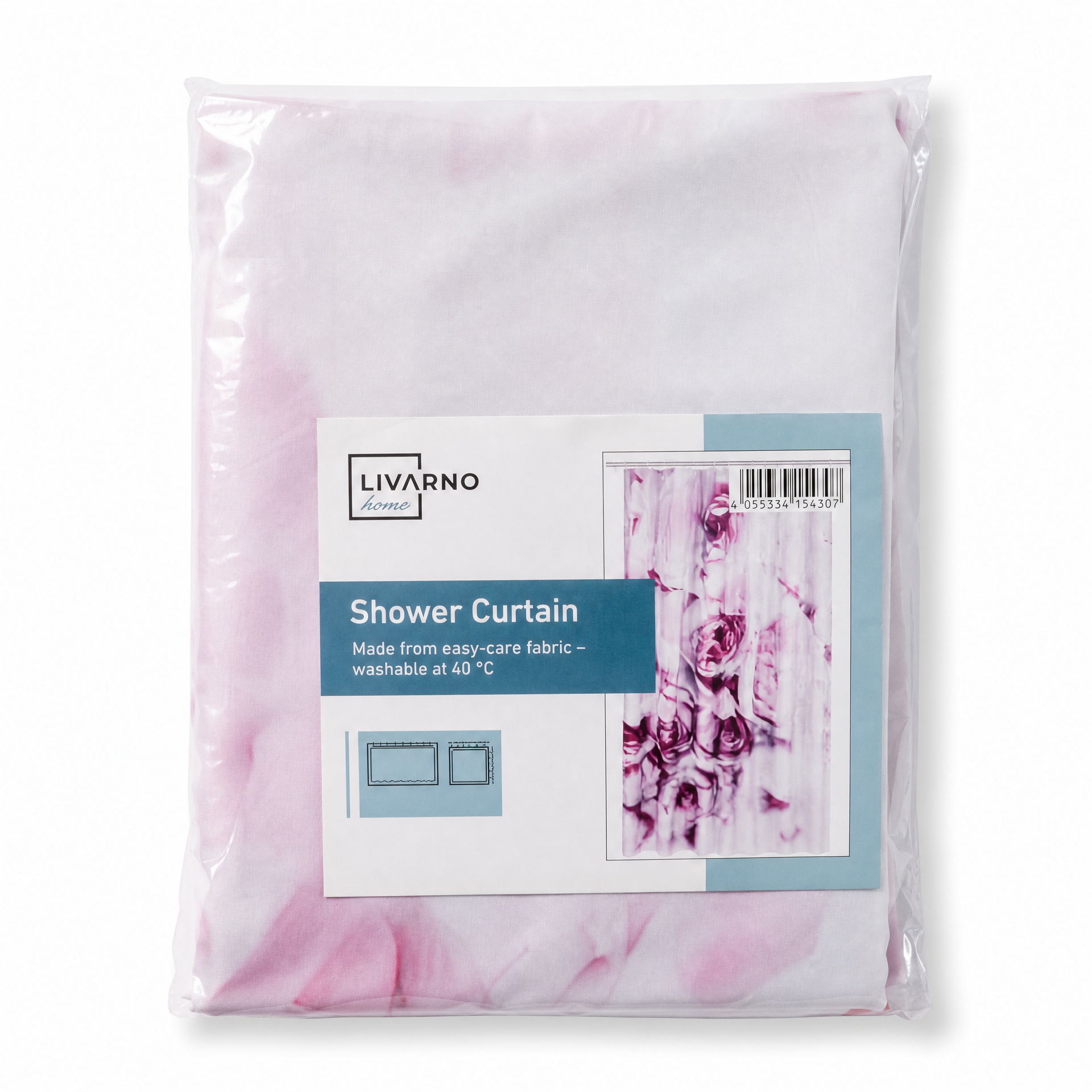 Livarno Home - Cortina de ducha con estampado de rosas