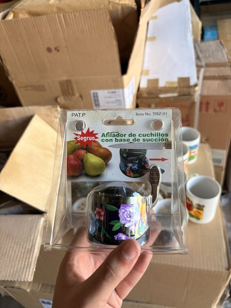 Afilador de Cuchillos Compacto con Ventosa y Diseño Floral