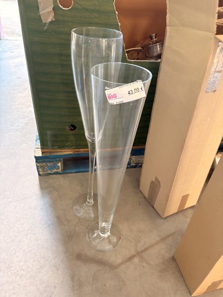 Par de Copas Flauta Gigantes de Cristal — 75 cm