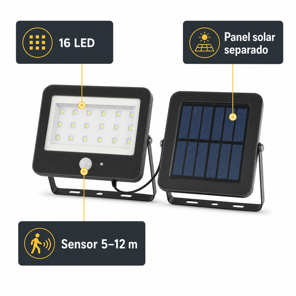 Foco Solar LED Livarno con Sensor y Panel Separado — 16 LED