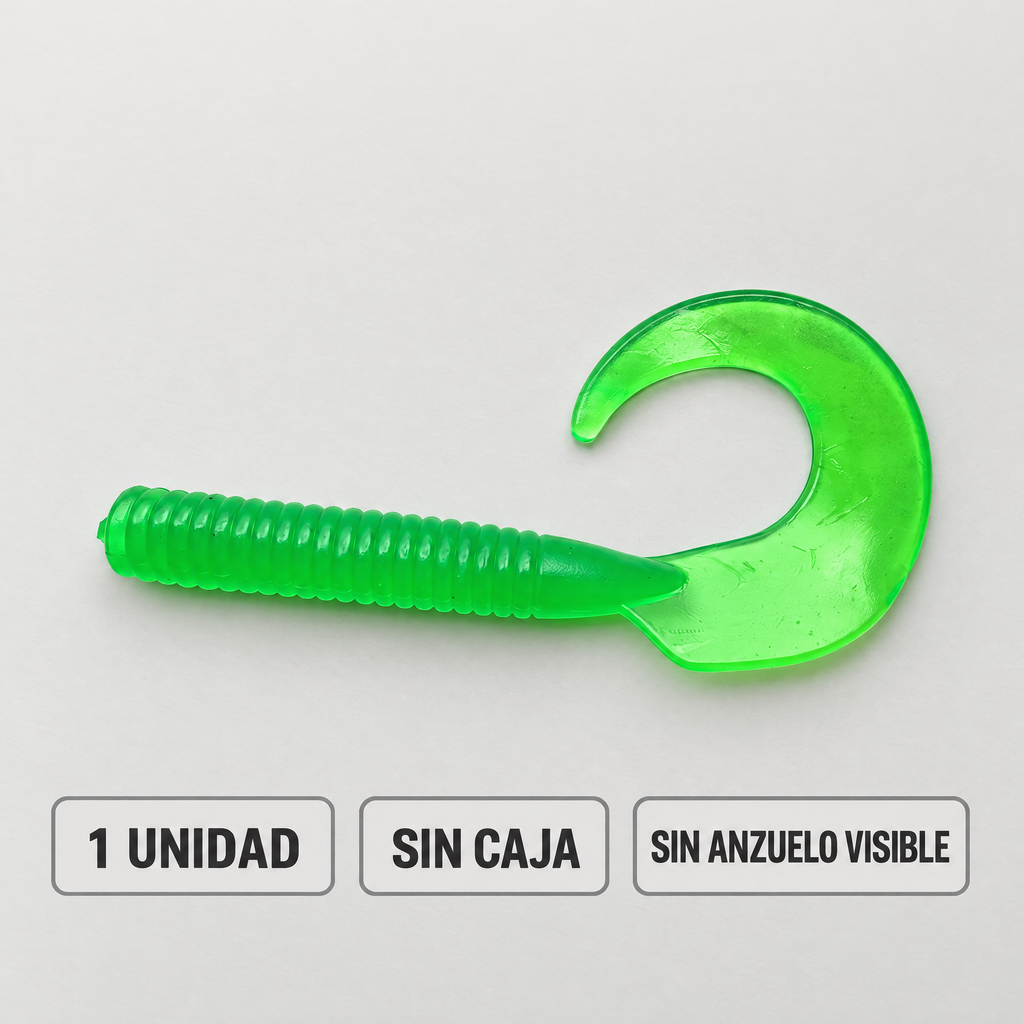 Señuelo blando verde de cola curvada · 1 unidad