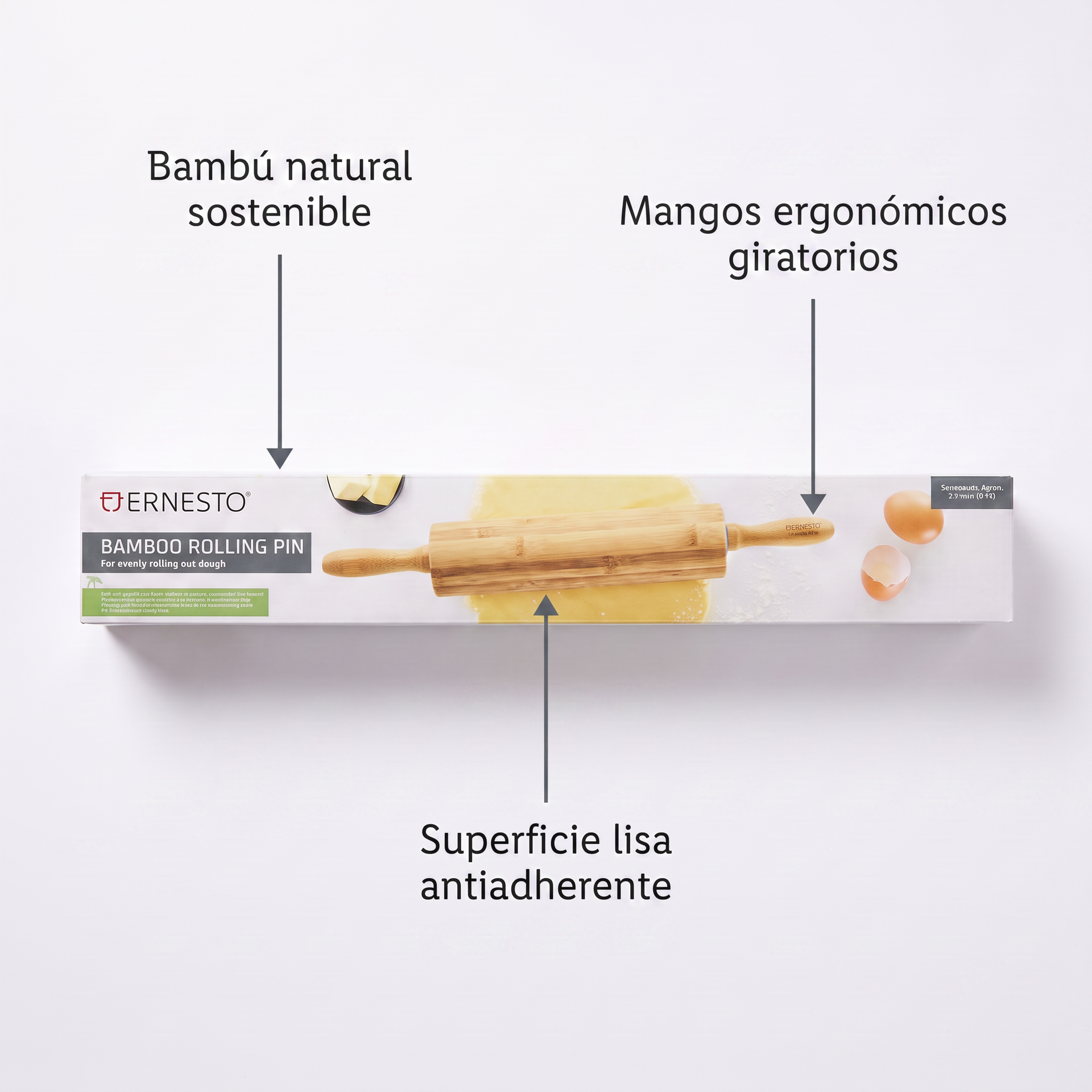 Ernesto Rodillo de cocina de bambú 44 cm