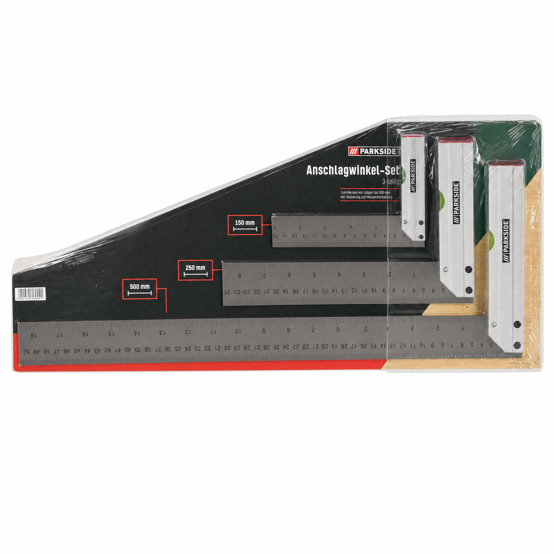 Parkside Set de 3 Escuadras de Tope 500, 250 y 150 mm