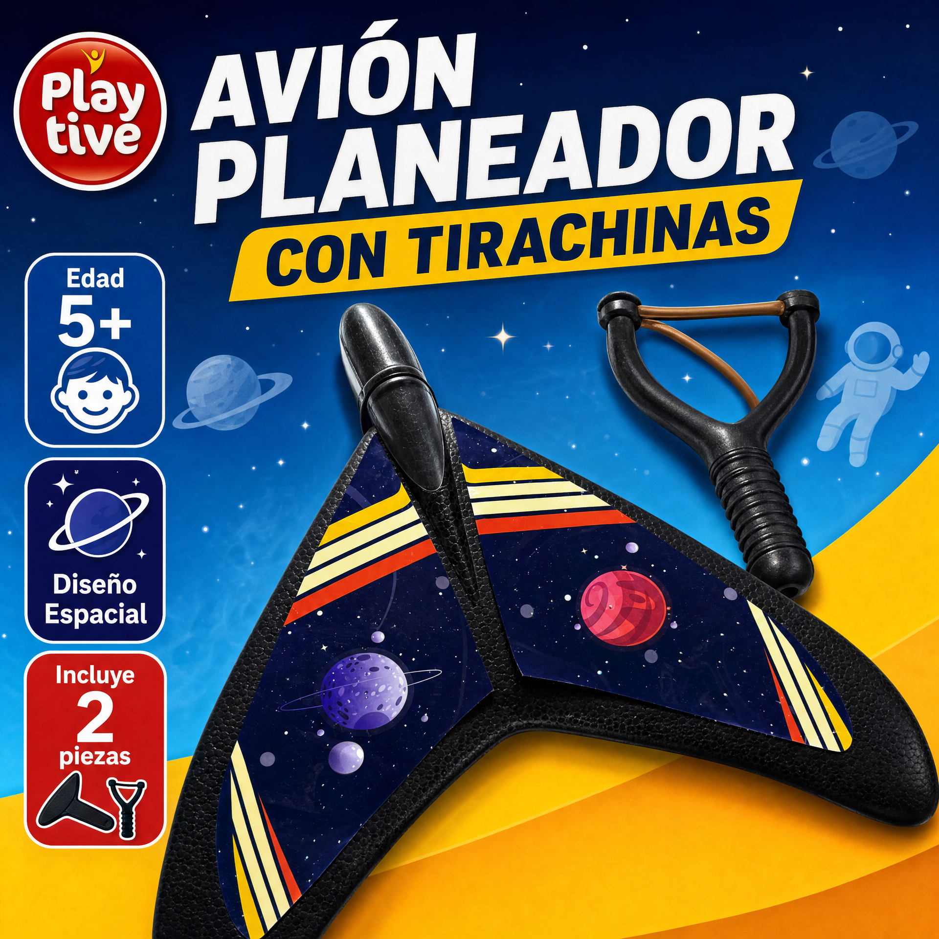 Playtive Avión planeador con tirachinas