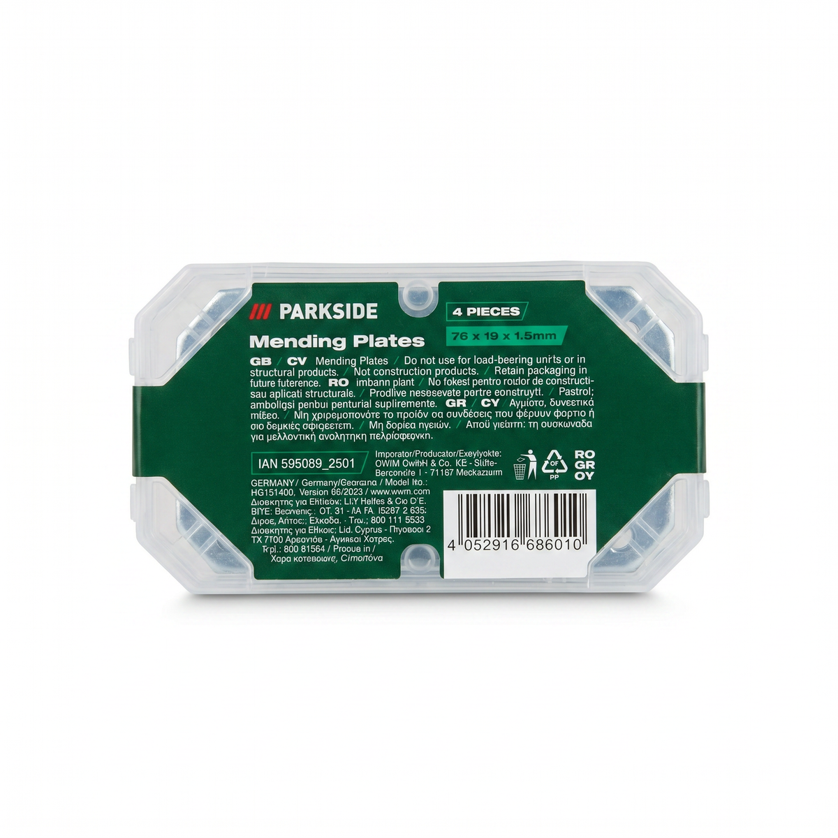 Placas de Unión 76mm Parkside 4 uds