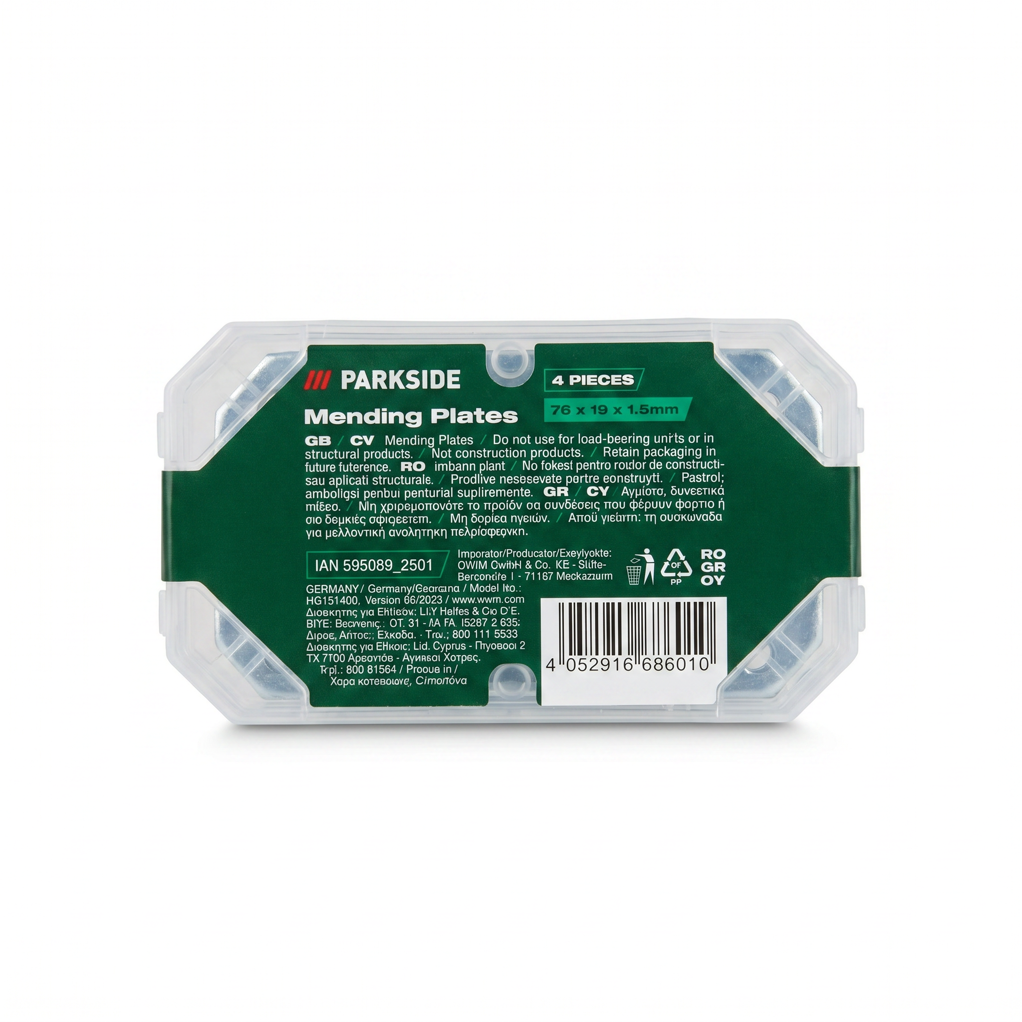 Placas de Unión 76mm Parkside 4 uds