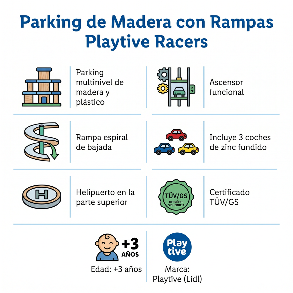 Parking de Madera con Rampas Playtive Racers