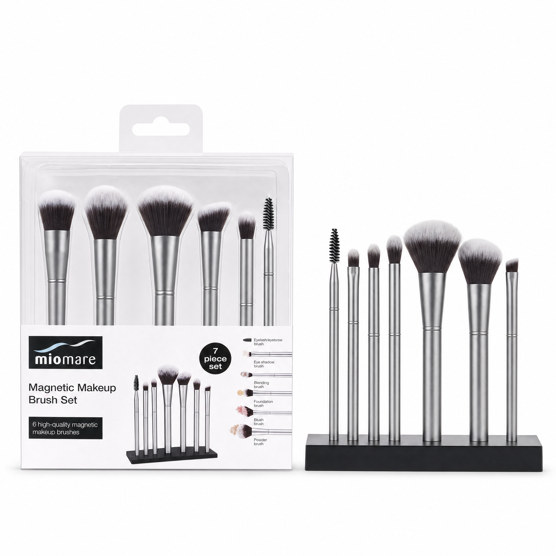 Set de Brochas de Maquillaje Magnéticas Miomare - 7 Piezas