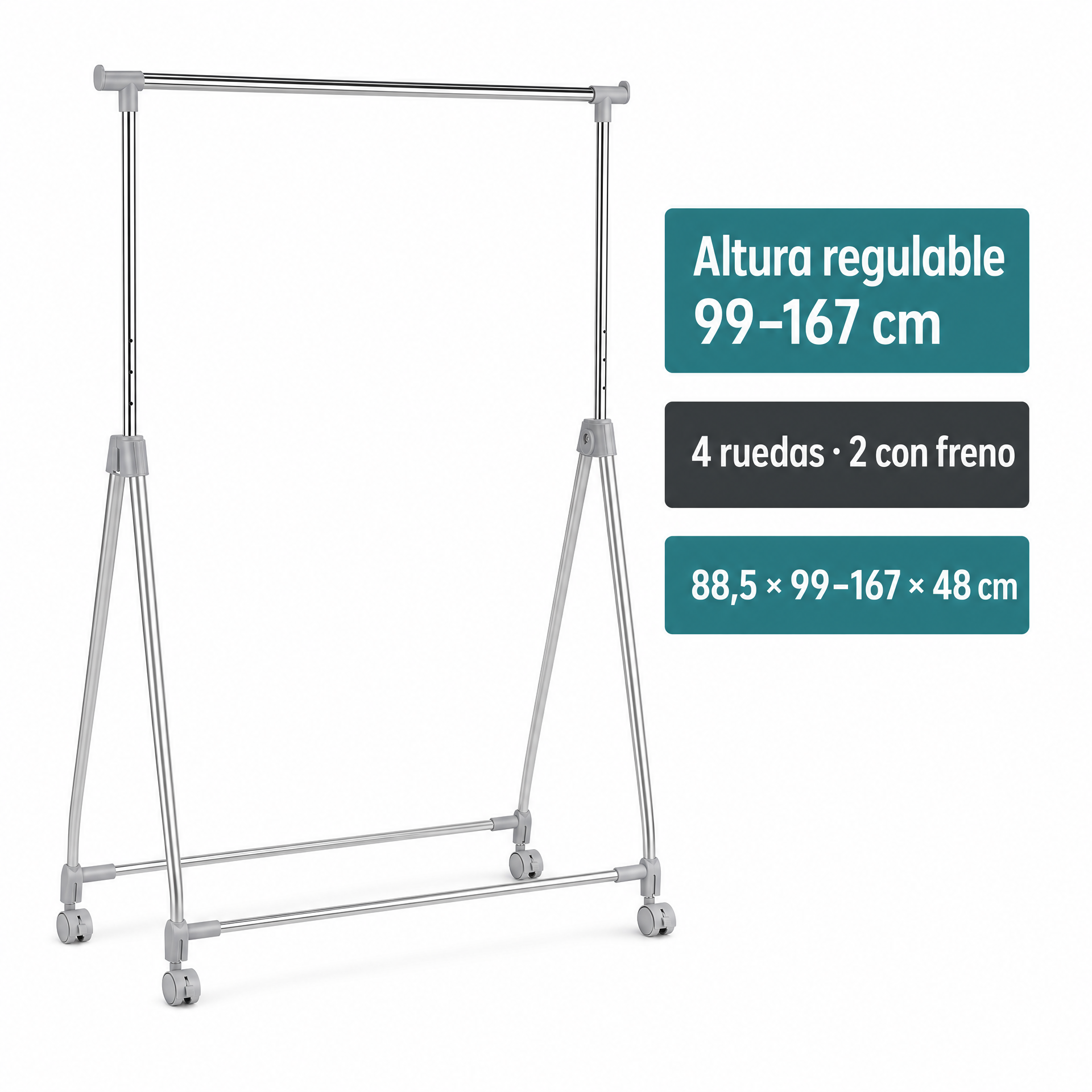 Livarno Living Perchero con Ruedas Ajustable 99–167 cm