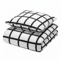 Ropa de Cama Microfibra Novitesse — Cuadros Gráficos Blanco y Negro 135x200cm