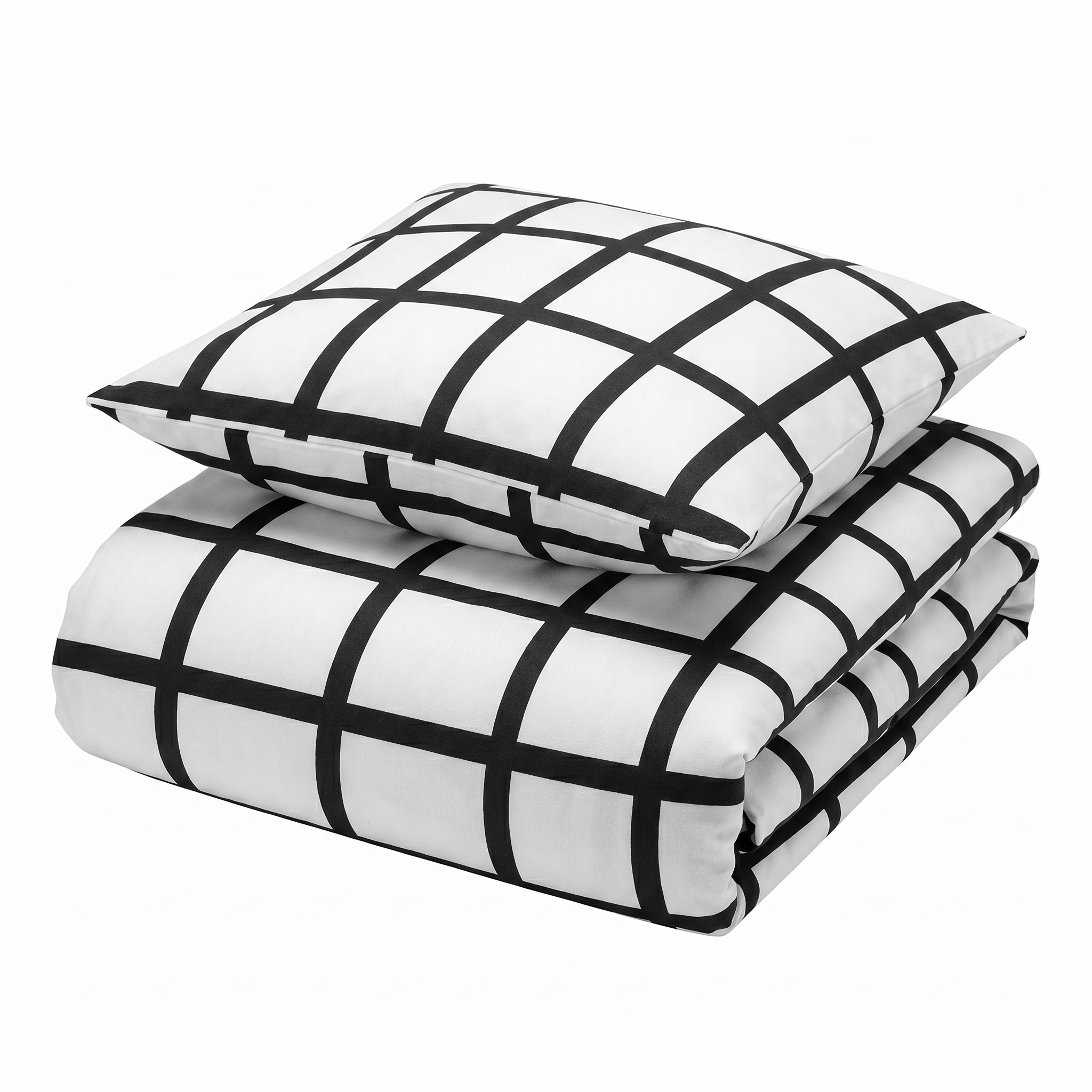 Ropa de Cama Microfibra Novitesse — Cuadros Gráficos Blanco y Negro 135x200cm