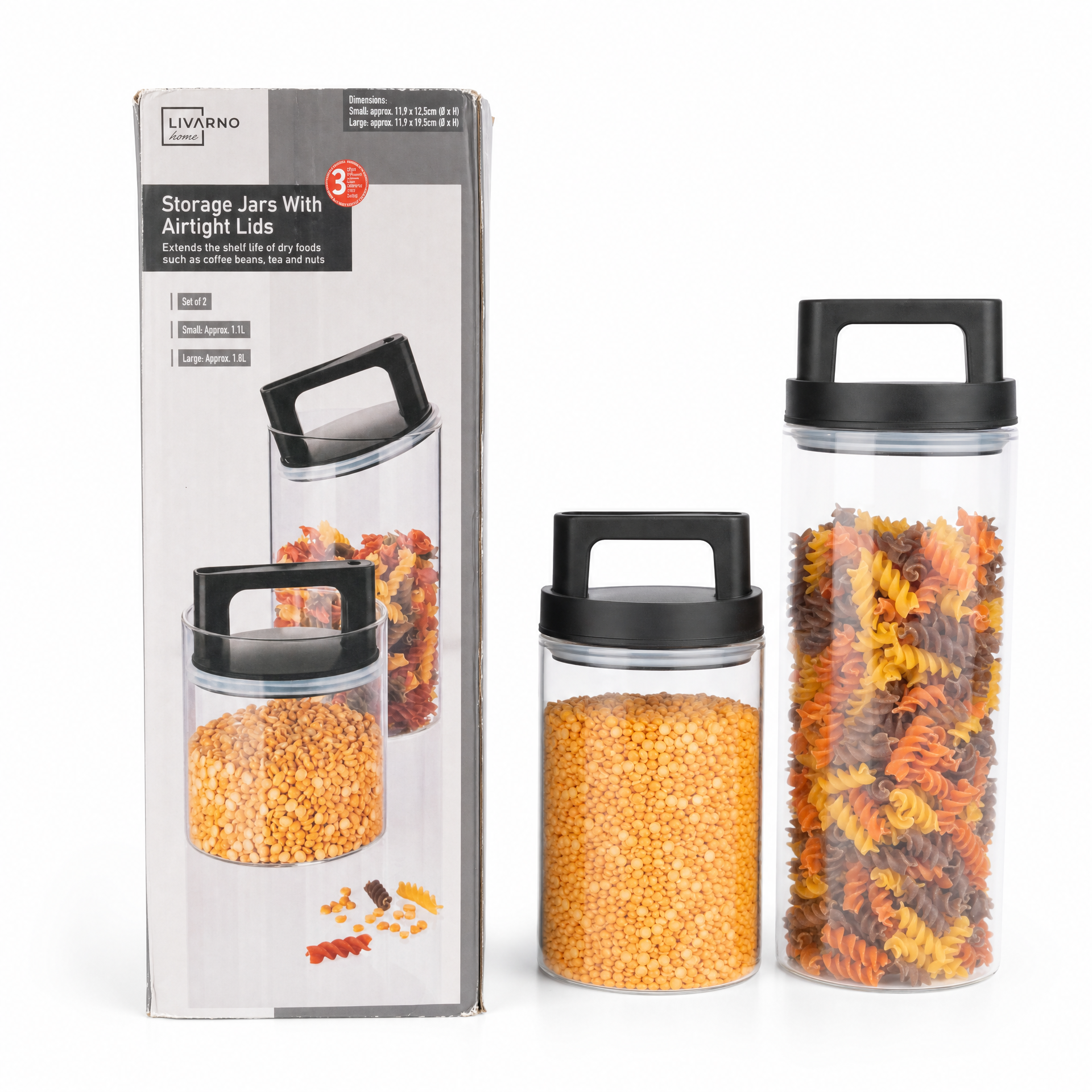 Livarno Home Set de 2 Tarros Herméticos 1,1 L y 1,8 L