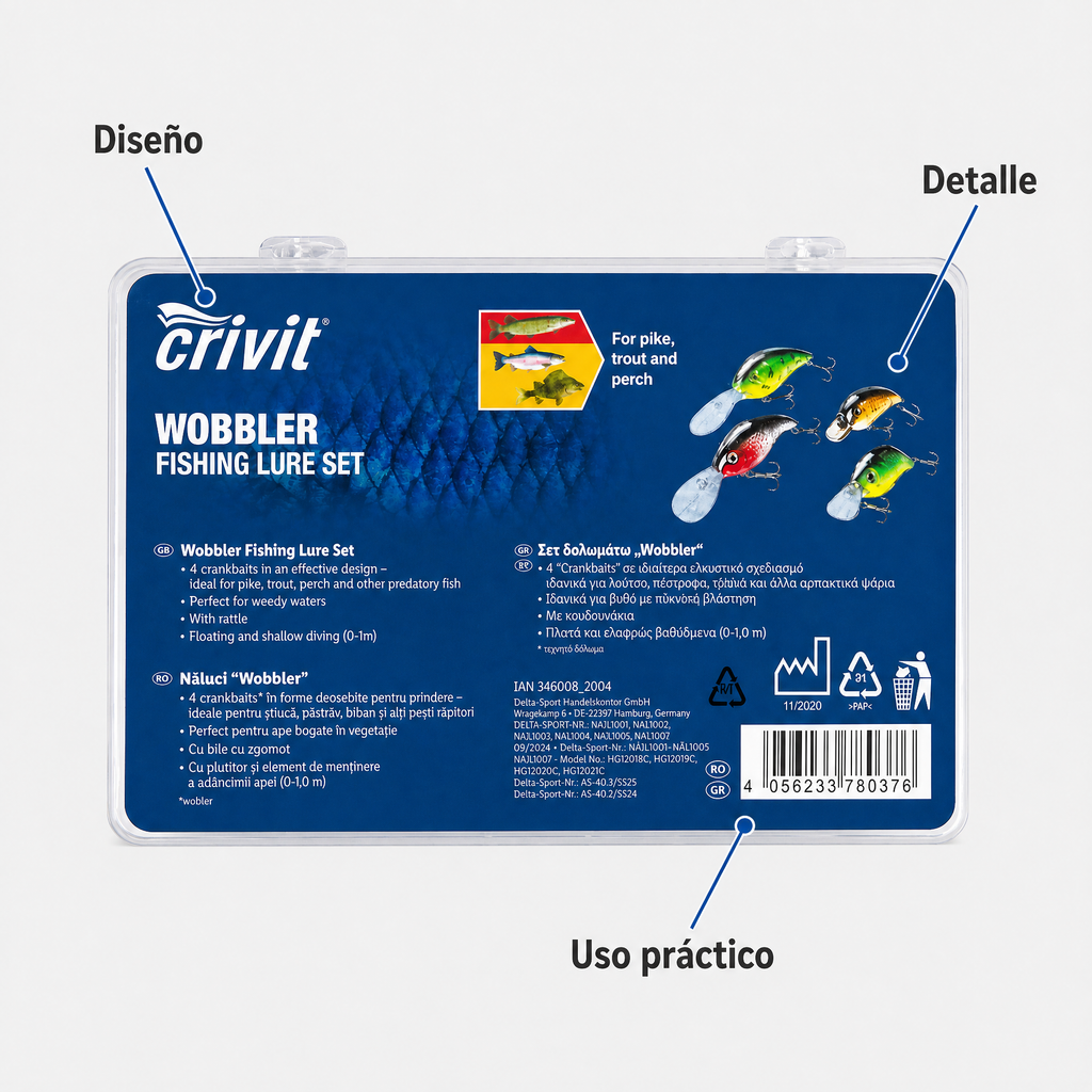 Crivit juego de señuelos Wobbler con movimiento realista