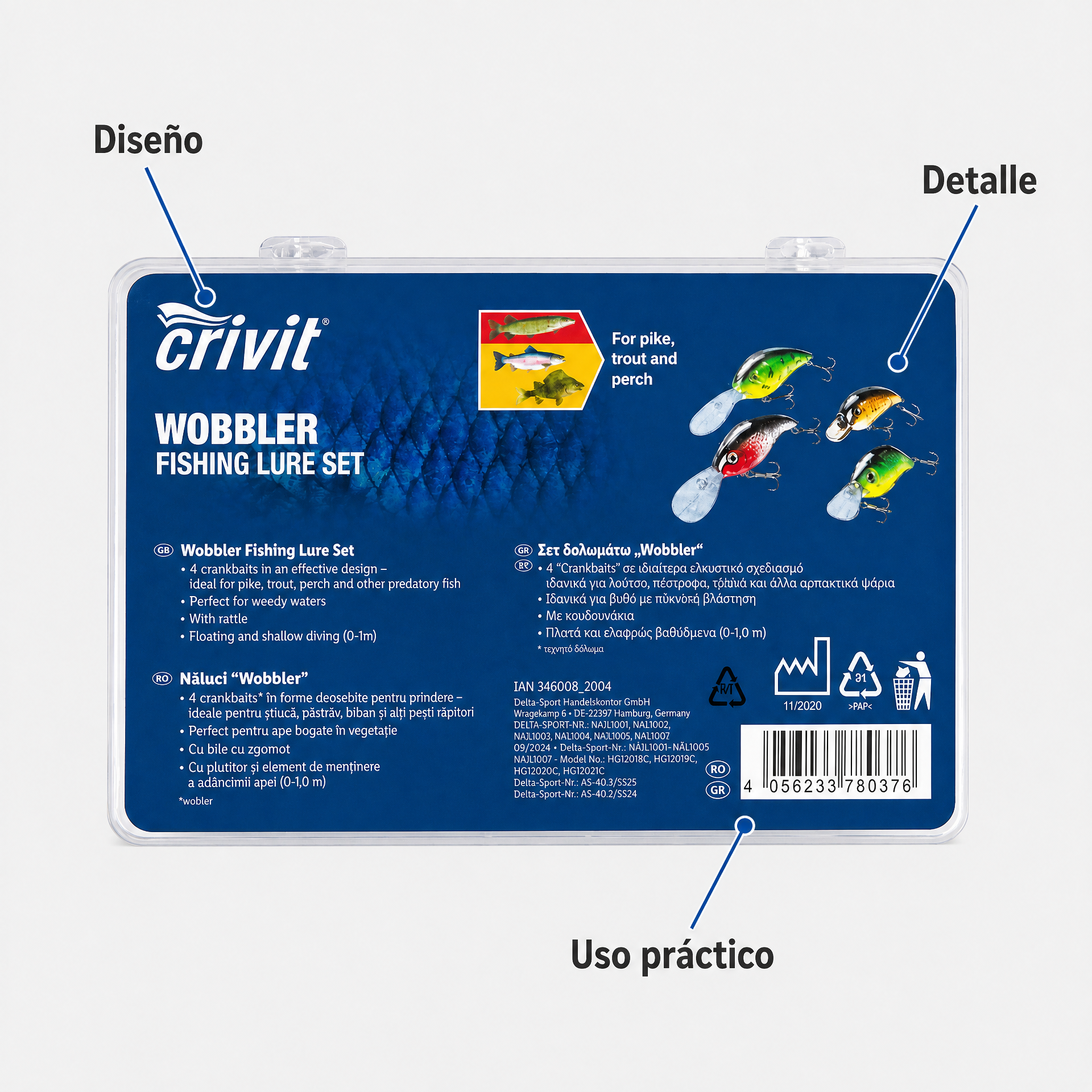 Crivit juego de señuelos Wobbler con movimiento realista