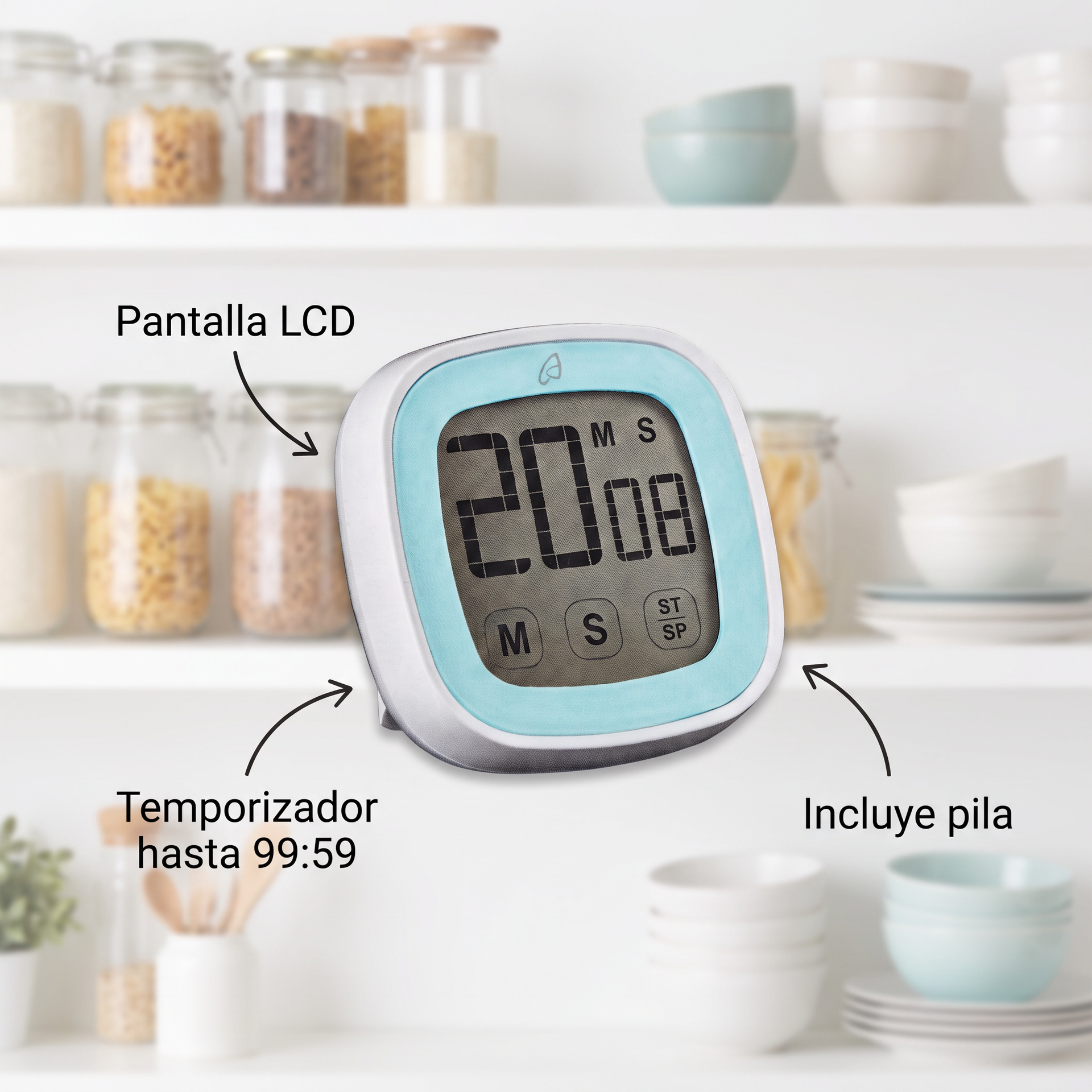 Auriol Temporizador Digital de Cocina con Pantalla LCD