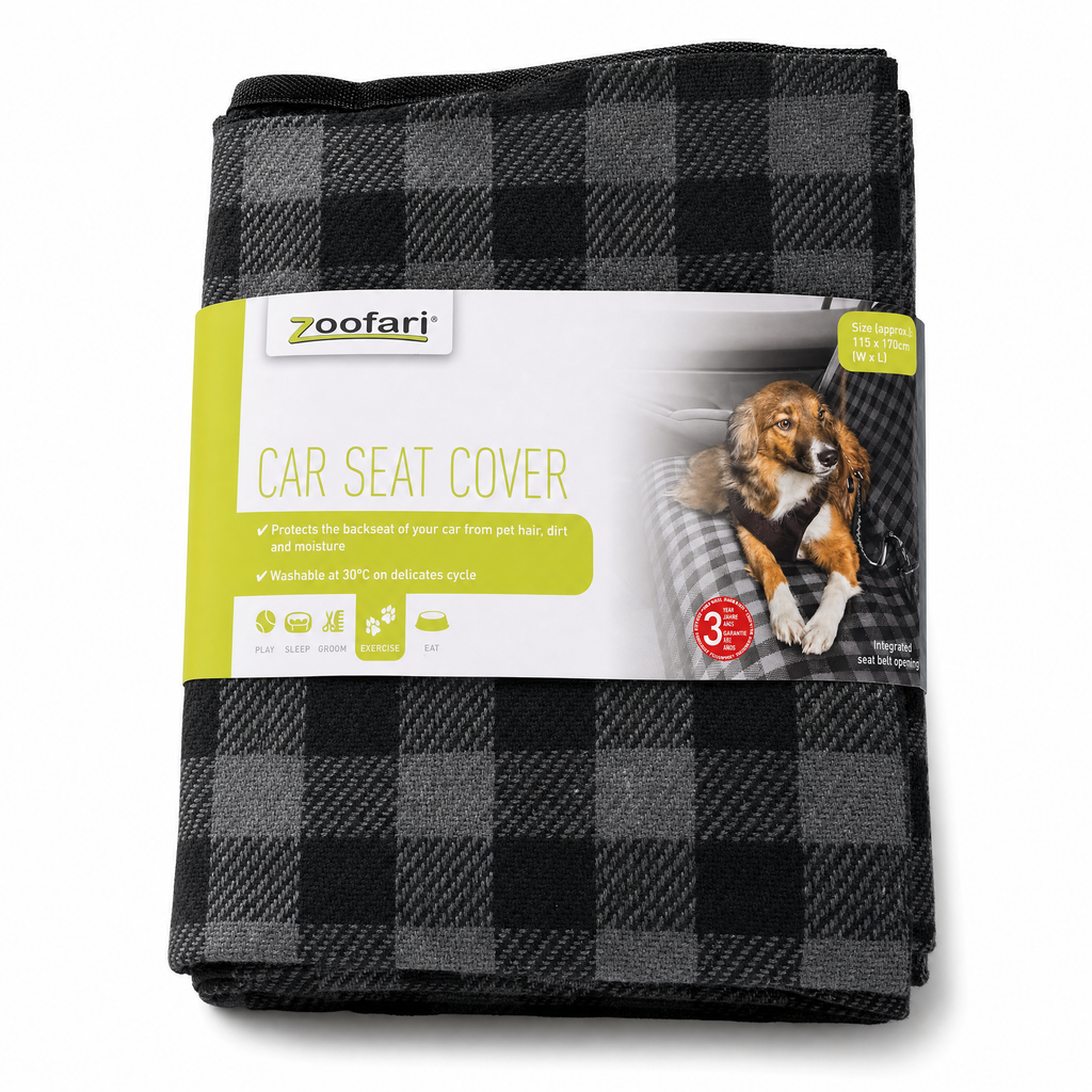 Zoofari funda para asiento de coche para mascotas - estampado a cuadros gris/negro