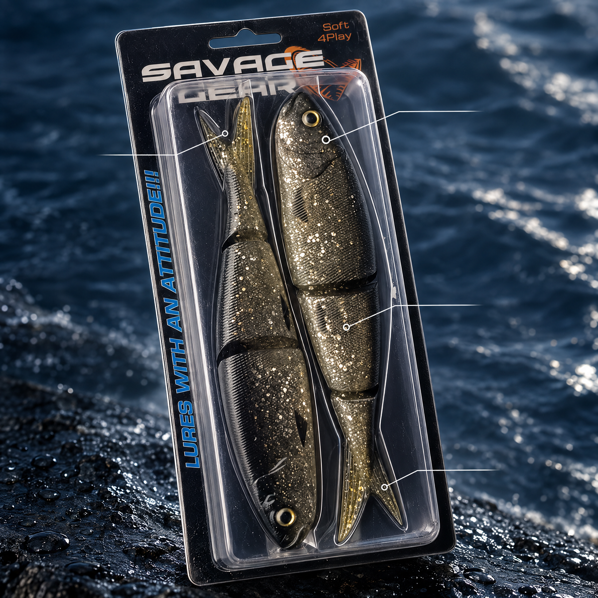Savage Gear LB Soft 4Play 19 cm · 60 g · Dirty Silver x2 — detalle del producto en su envase