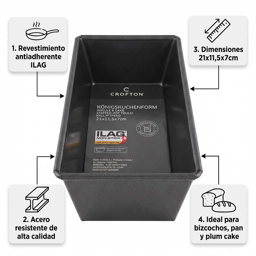 Molde para Bizcocho Rectangular Crofton