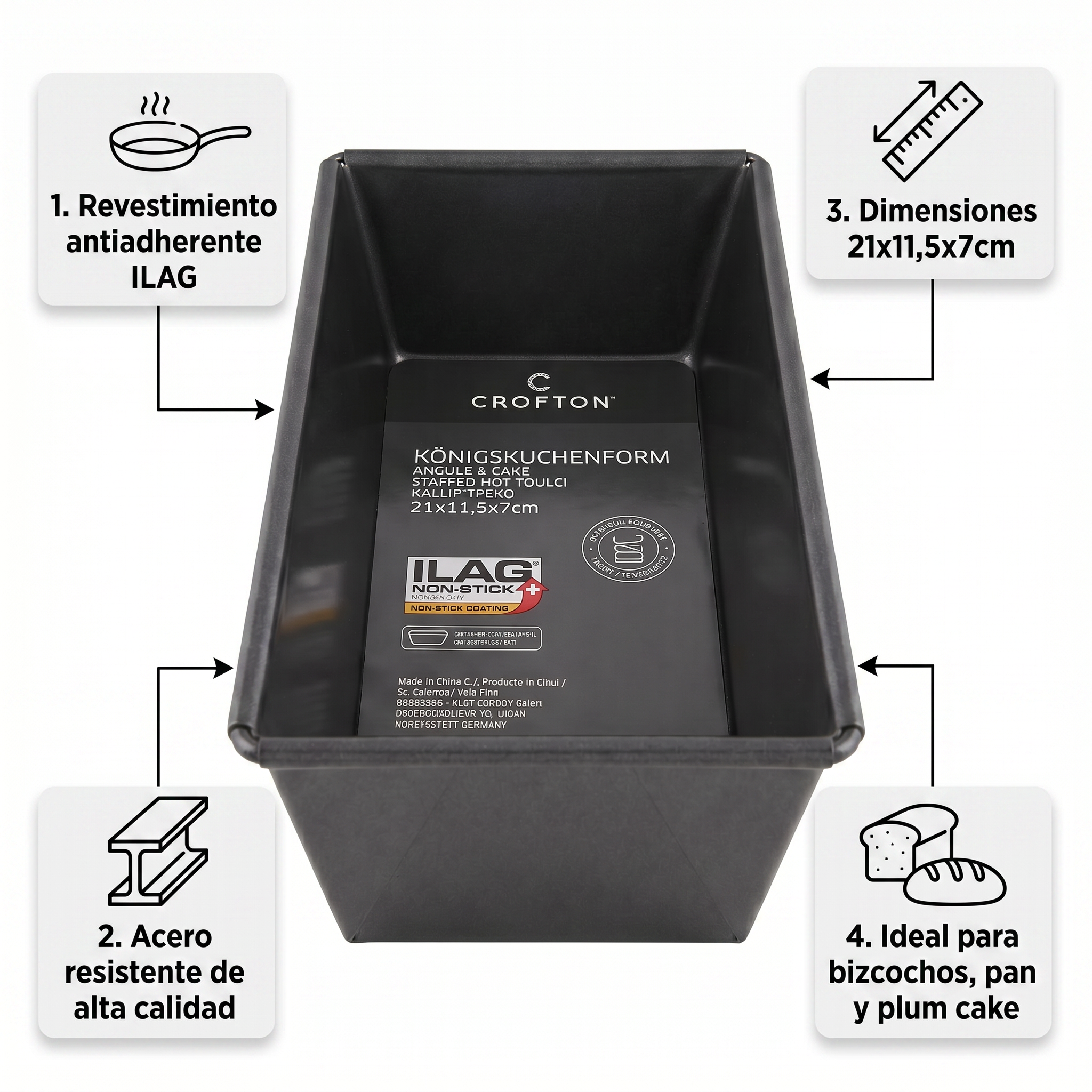 Molde para Bizcocho Rectangular Crofton