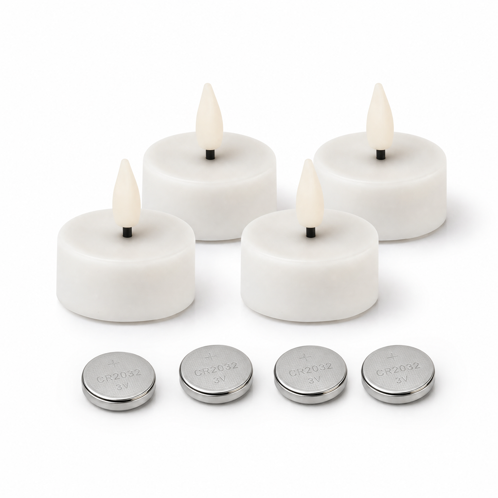 Home Creation — Set de 4 velas LED tipo té, luz cálida