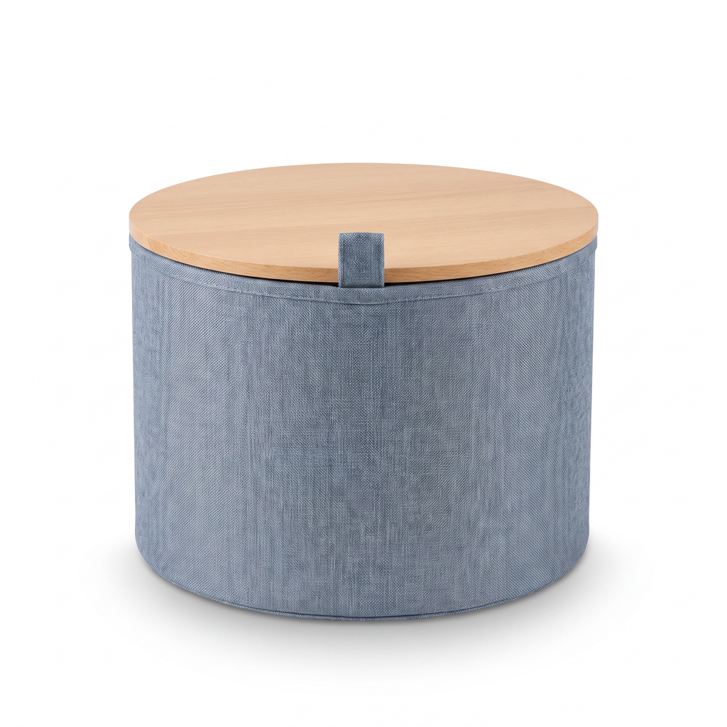 Livarno Home Mesa Auxiliar Redonda con Cesta de Almacenaje Gris