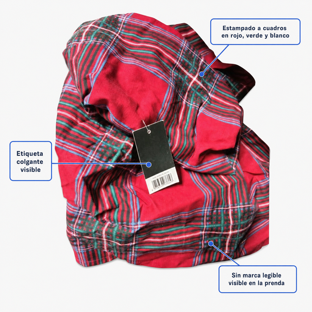Camisa de cuadros en tonos rojo, verde y blanco