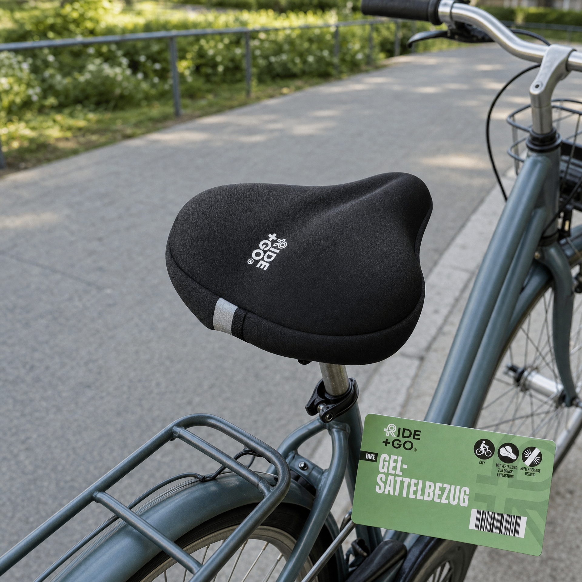 Ride+Go Funda de Sillín de Bicicleta con Gel y Reflectante