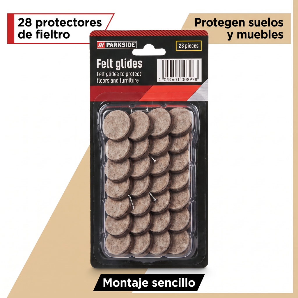 Parkside Pack 28 Protectores de Fieltro para Muebles