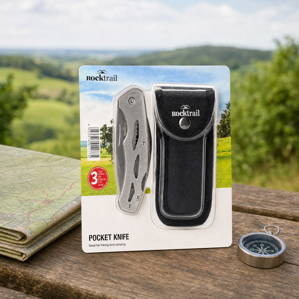 Rocktrail Navaja de Bolsillo de Acero con Funda