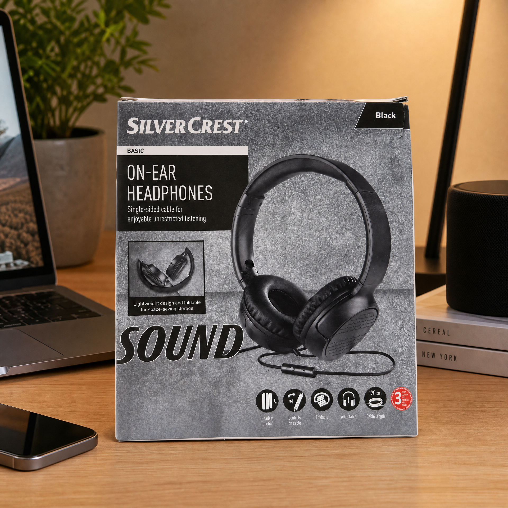 Auriculares supraaurales Silvercrest diadema negros con almohadillas