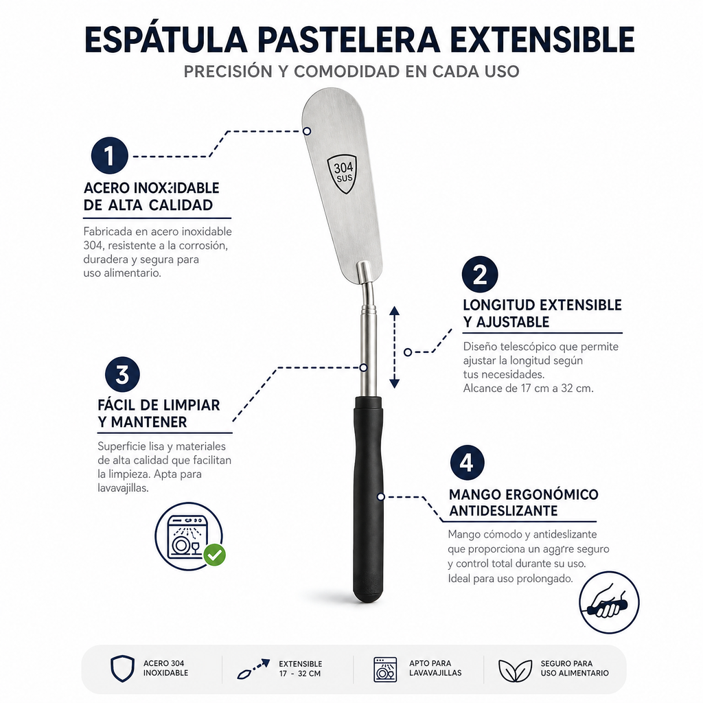 Espatula Reposteria Telescopica Extensible
