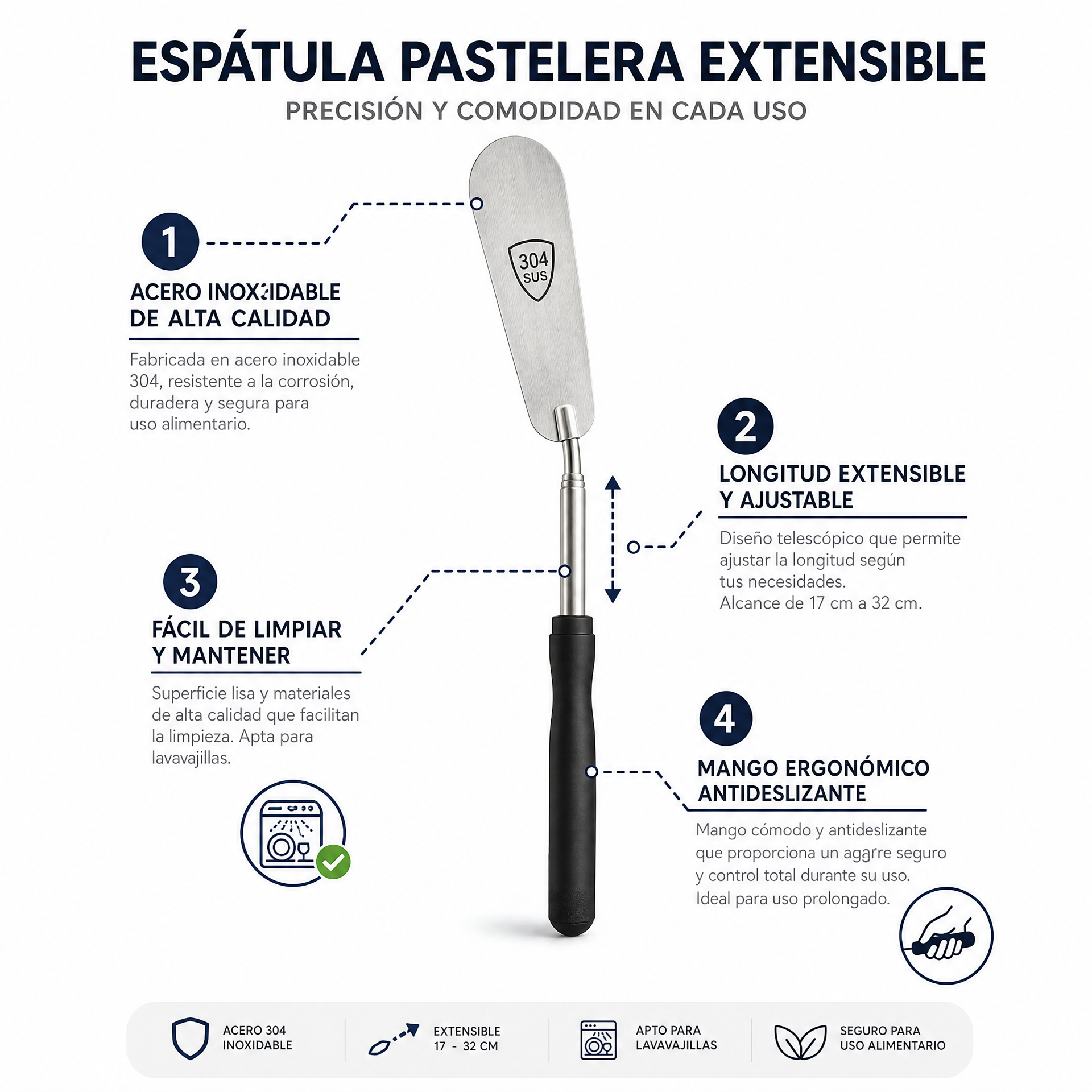 Espatula Reposteria Telescopica Extensible