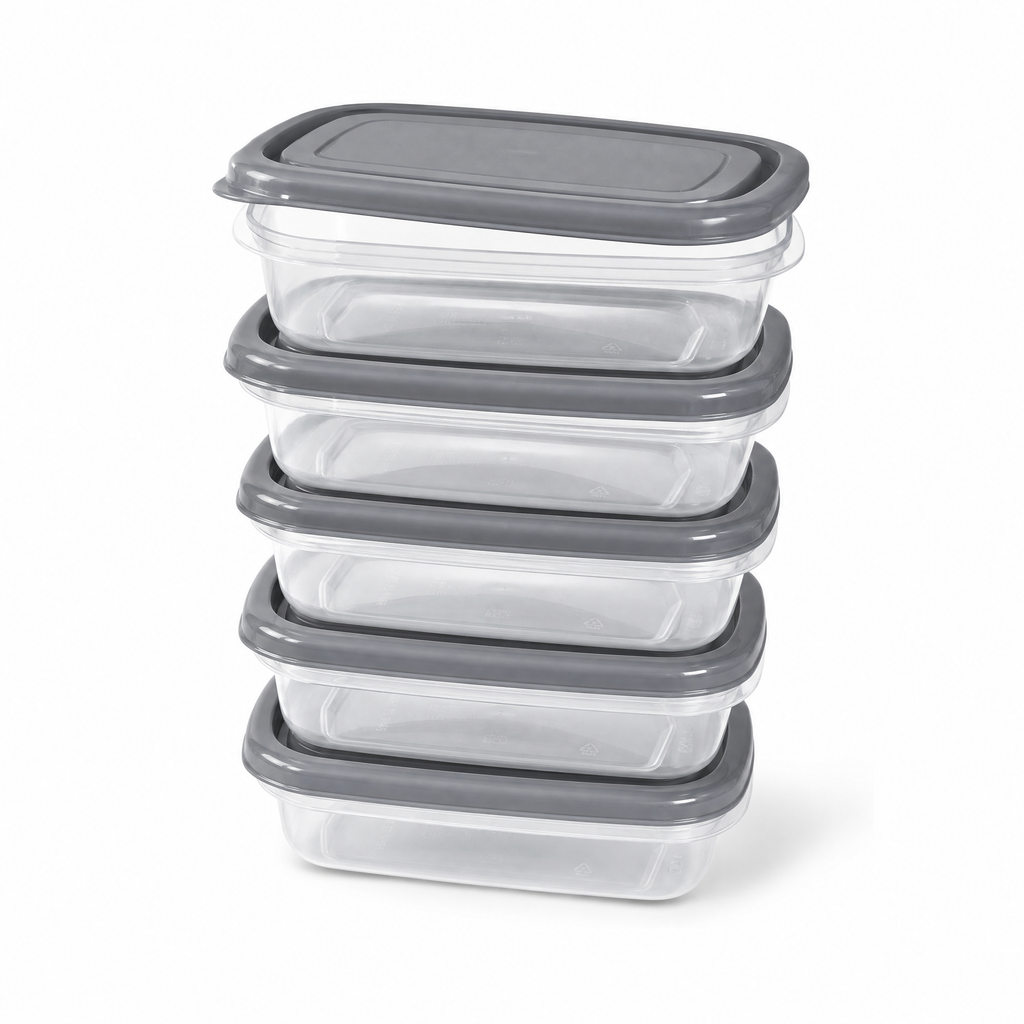 SILVERCREST Set de 5 Recipientes 0,6 L con Tapas Grises