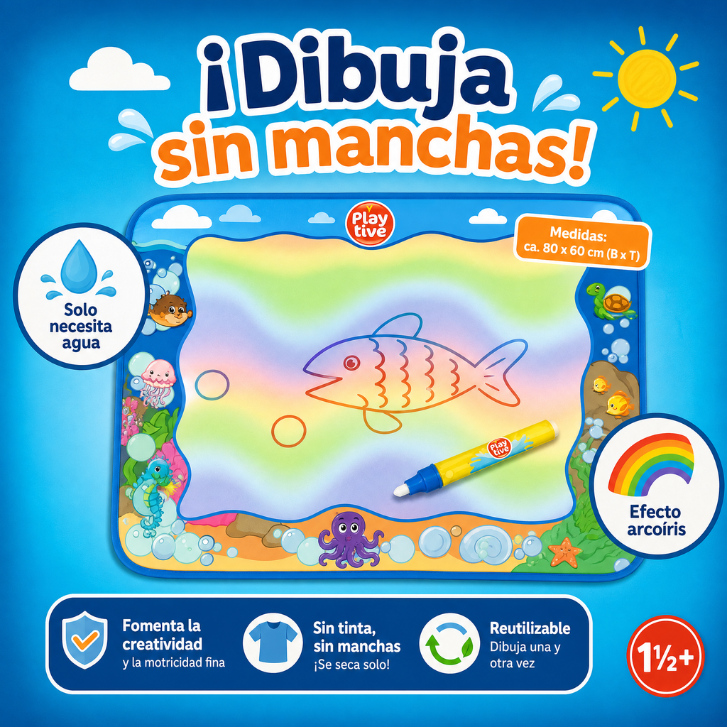 Playtive Alfombra de Dibujo Mágica con Agua