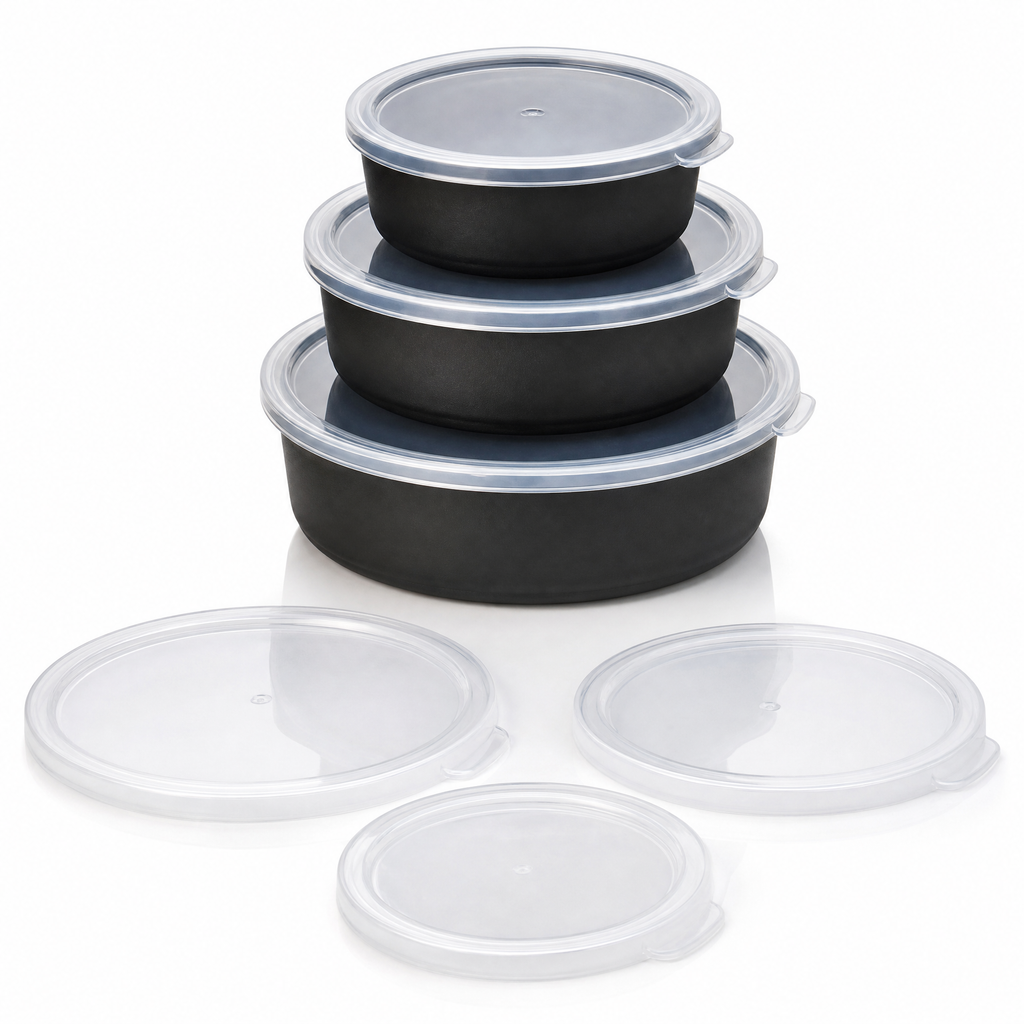 Ernesto set de 3 recipientes aptos para microondas con tapas transparentes