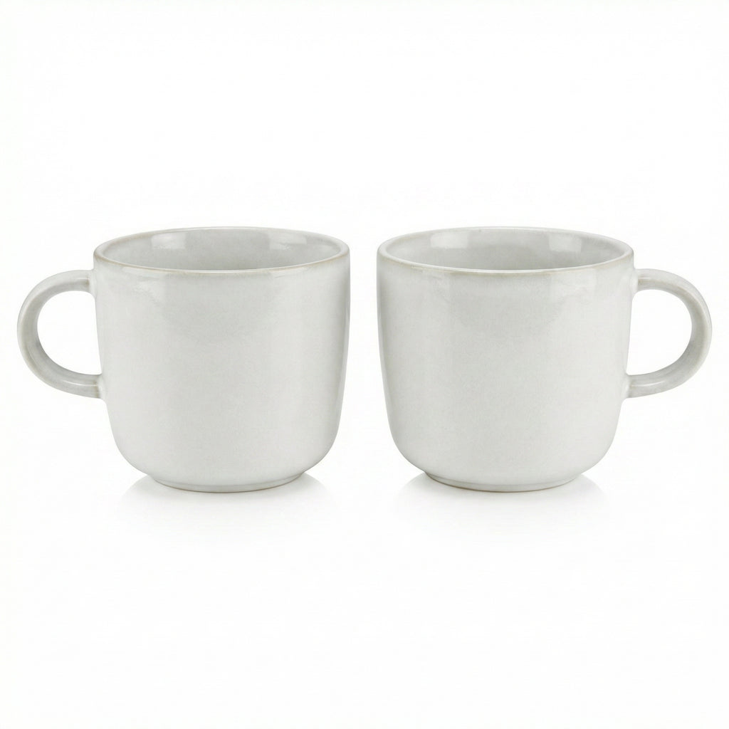 Set 2 Tazas SilverCrest Stoneware Blanco Crema