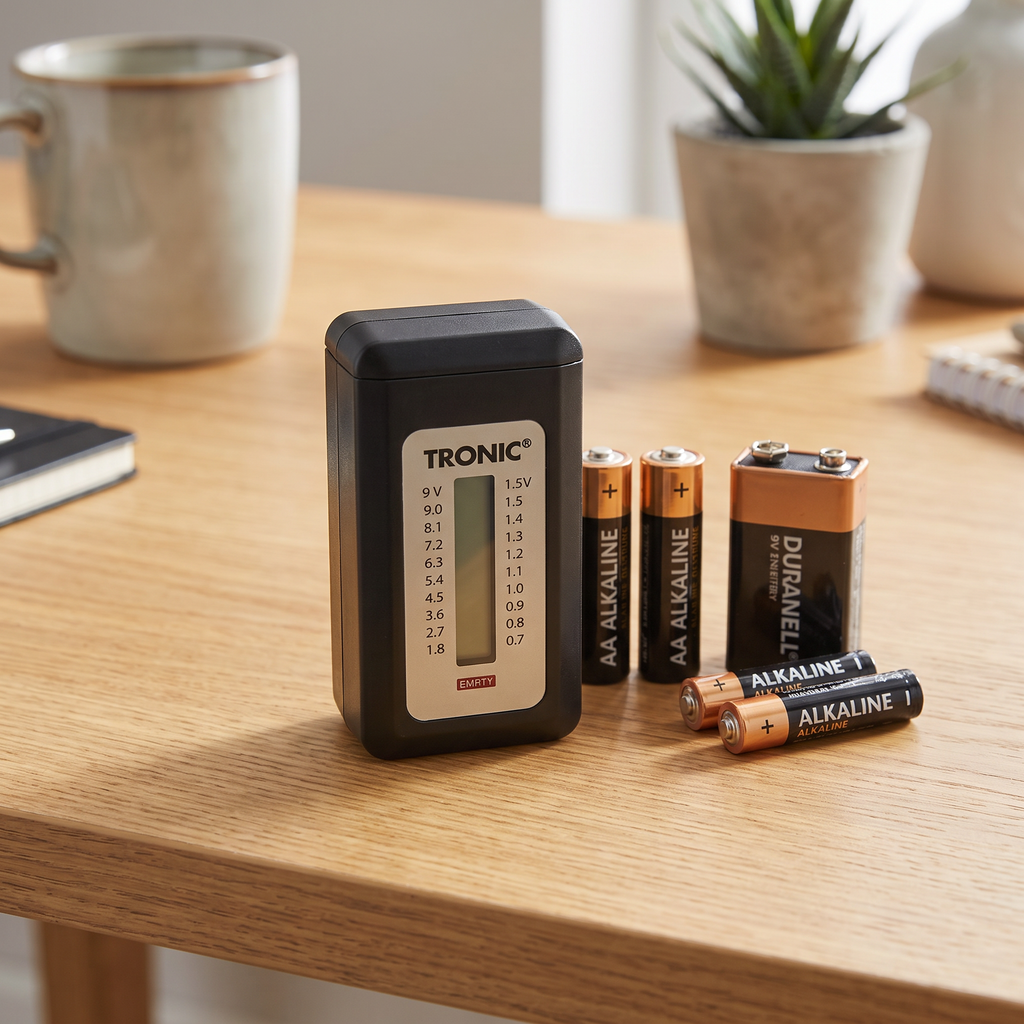Tronic Comprobador de Pilas con Pantalla LCD