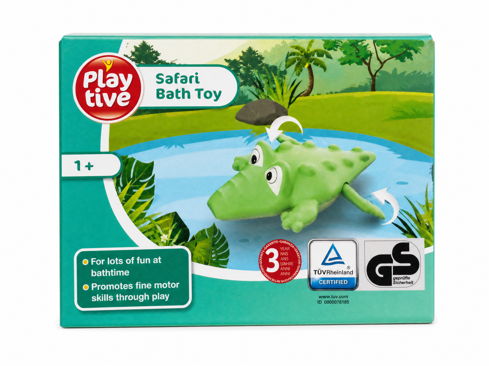 Juguete de baño cocodrilo con temática safari, 1+ años